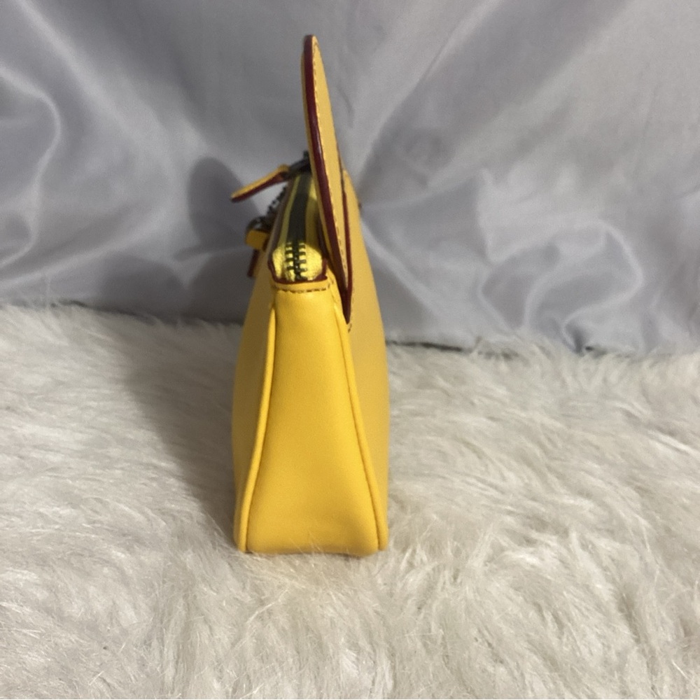 Coach X Disney Mickey Mouse Ears Yellow Leather Wristlet With Strap Clutch Bag - Picture 5 of 10
